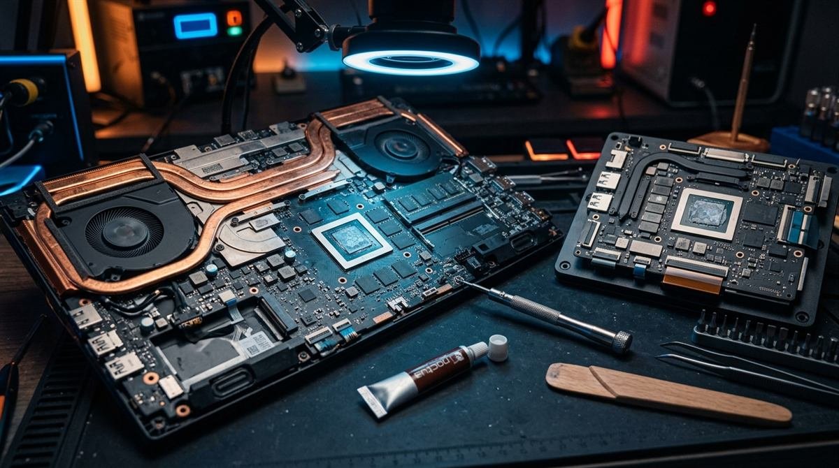 Notebook Anakart, BGA Çip ve Bakır Isı Bloğu Donanım Tamiri